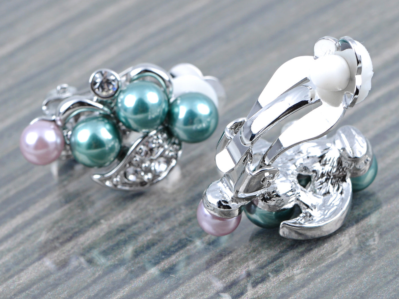 Deate Pearl Flower Star Elements Clip Earrings