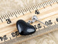 Petite Elements Encrusted Black Heart Drop Earrings