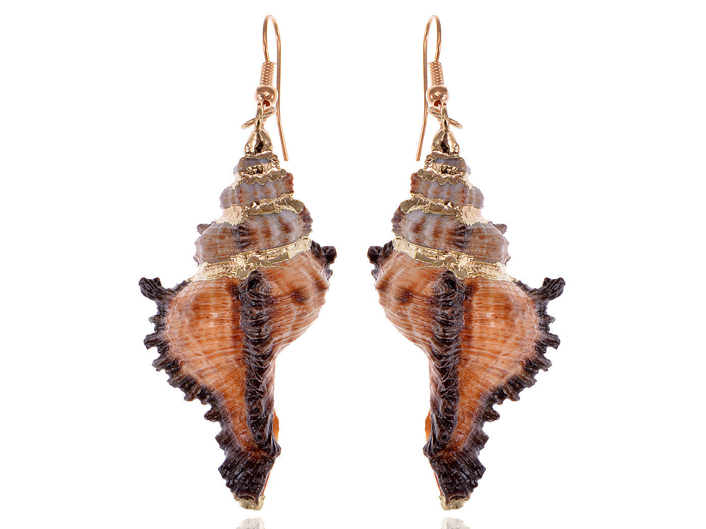 Studded Gold D Casual Conch Seashell Pearl Charm Dangle Drop Trendy Holiday Earrings