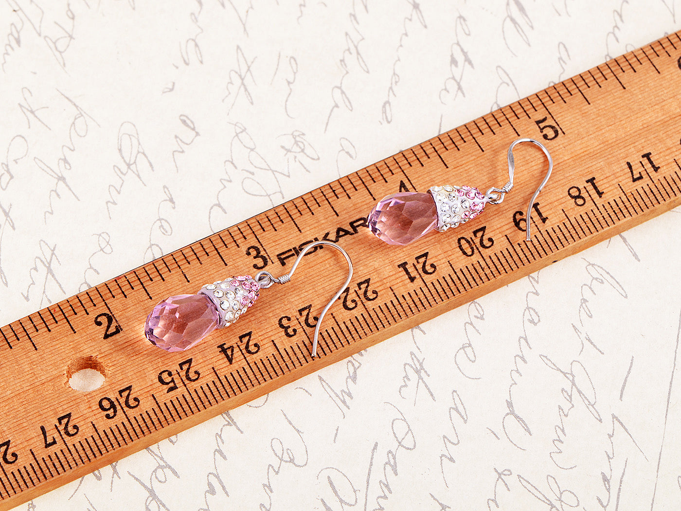 Pink Water Drop Multi Encrusted Enamel Dangle Pendant Earrings