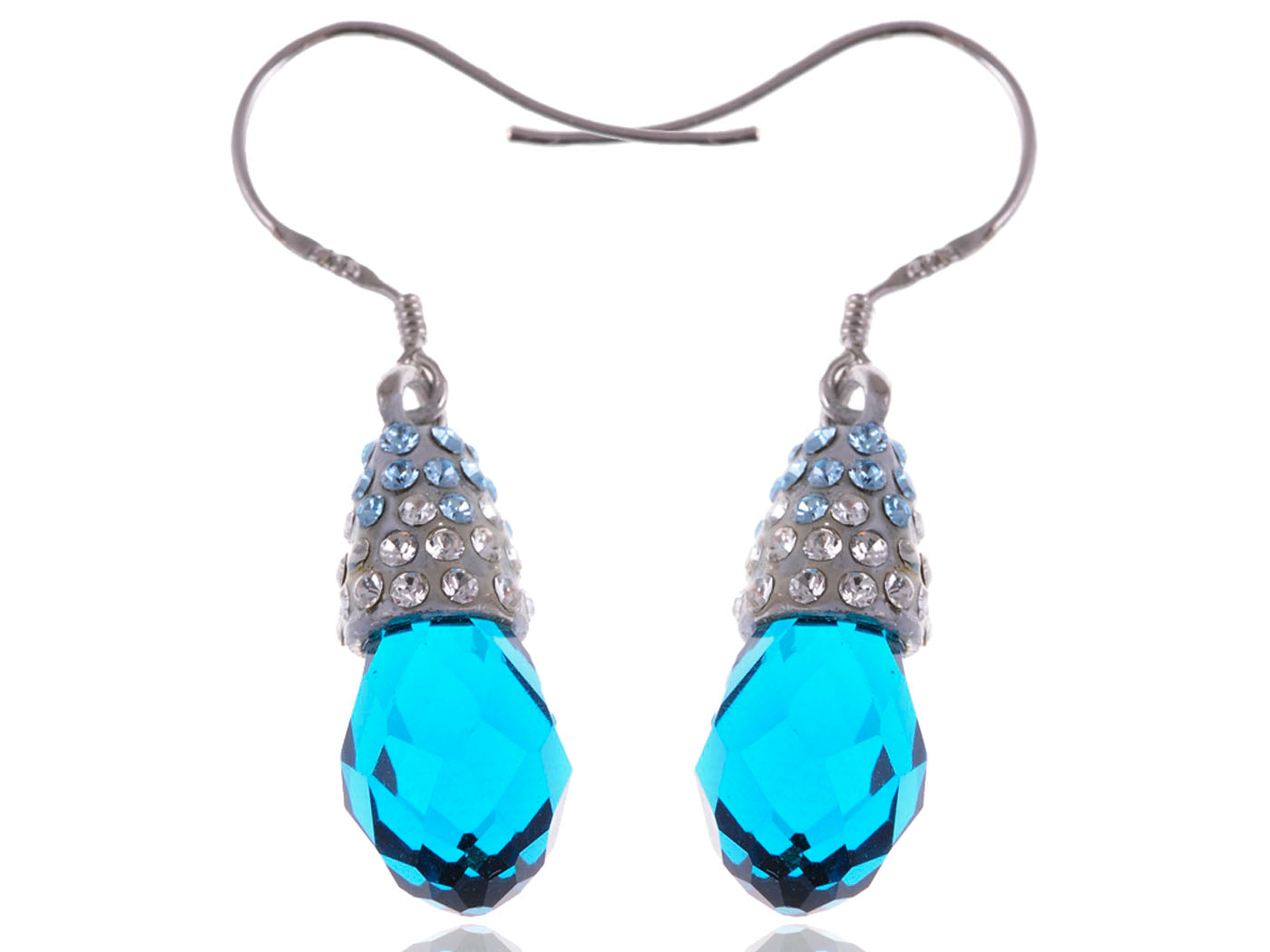 Pink Water Drop Multi Encrusted Enamel Dangle Pendant Earrings