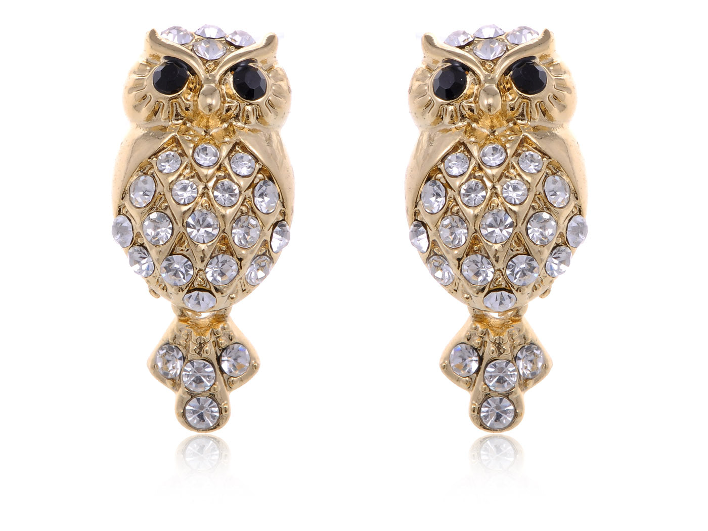 Mini Cartoon Grandpa Owl Bird Button Earrings