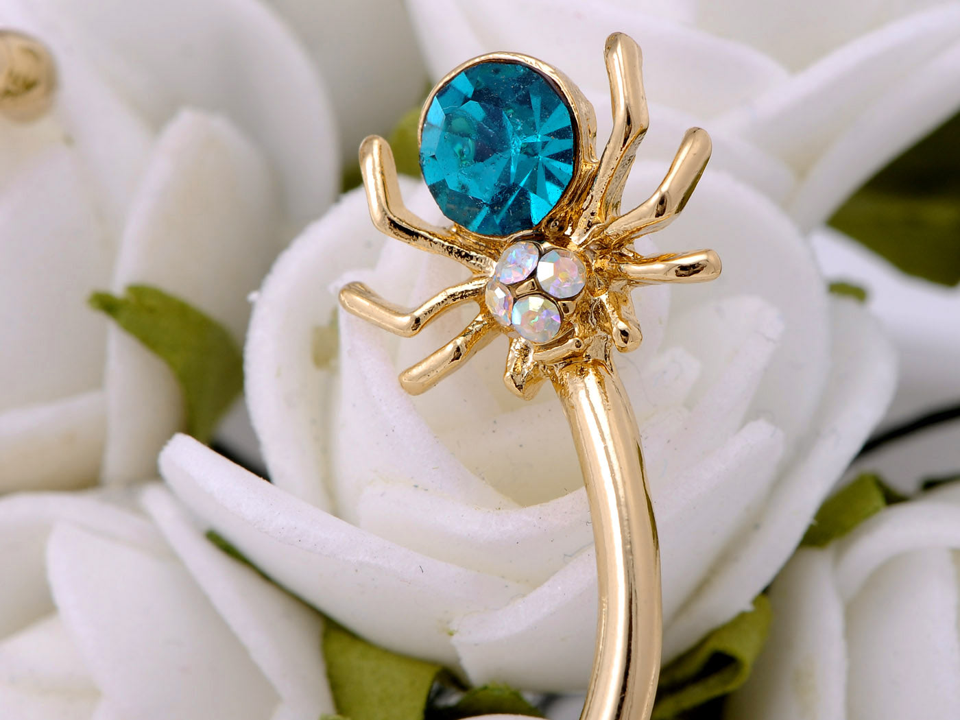 Mini Blue Bodied Spider Earring Ear Cuff