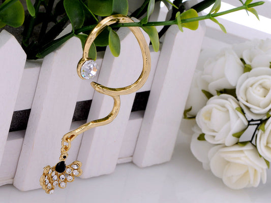 Mini Peacock Encrusted Tail Earring Ear Cuff