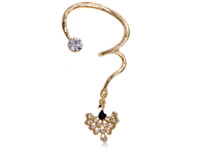 Mini Peacock Encrusted Tail Earring Ear Cuff