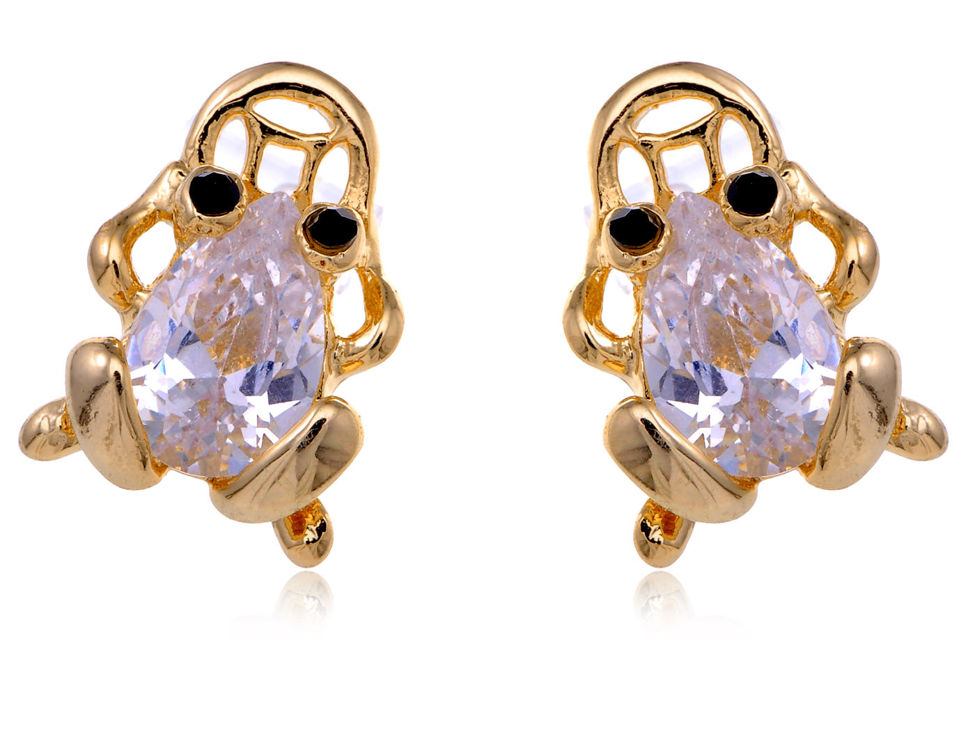 Mini Lucky Fortune Symbol Bodied Asian Frog Button Earrings