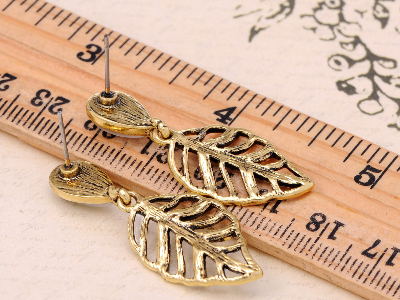 Plated Hollow Leaf Shaped Stud Earrings Jewelry Gifts For Women Girls