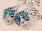 Emerald Eyed Black Spots Cheetah Button Earrings