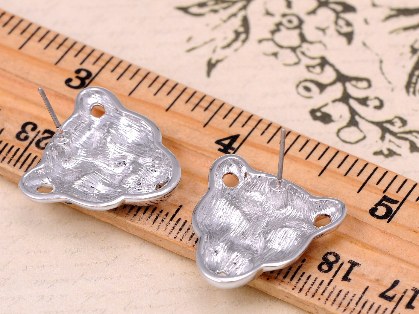 Emerald Eyed Black Spots Cheetah Button Earrings