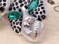 Emerald Eyed Black Spots Cheetah Button Earrings