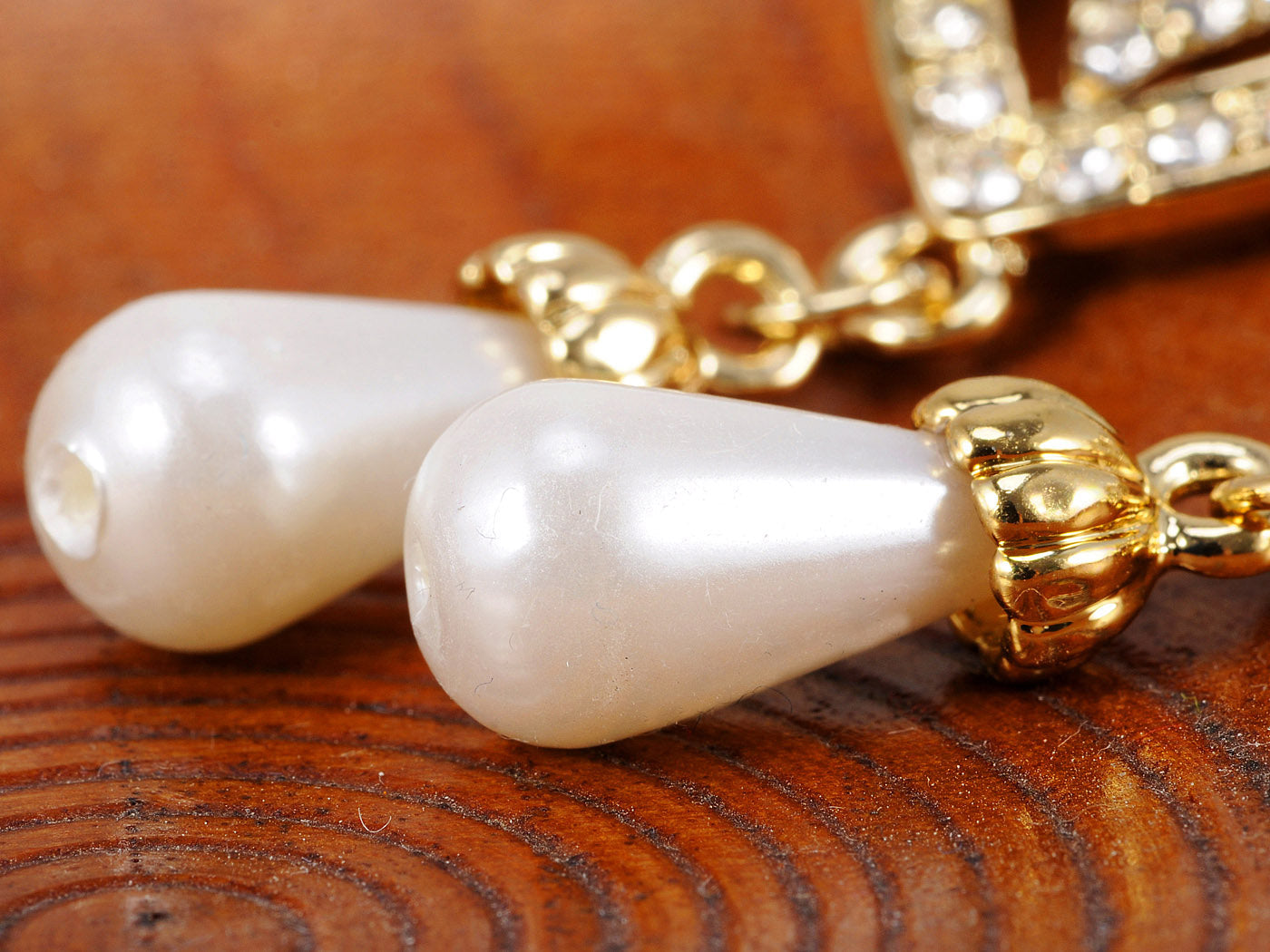 Embellished Teardrop Pearl Dangle Earrings