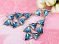 Blue Embellished Triangle Dangle Earrings