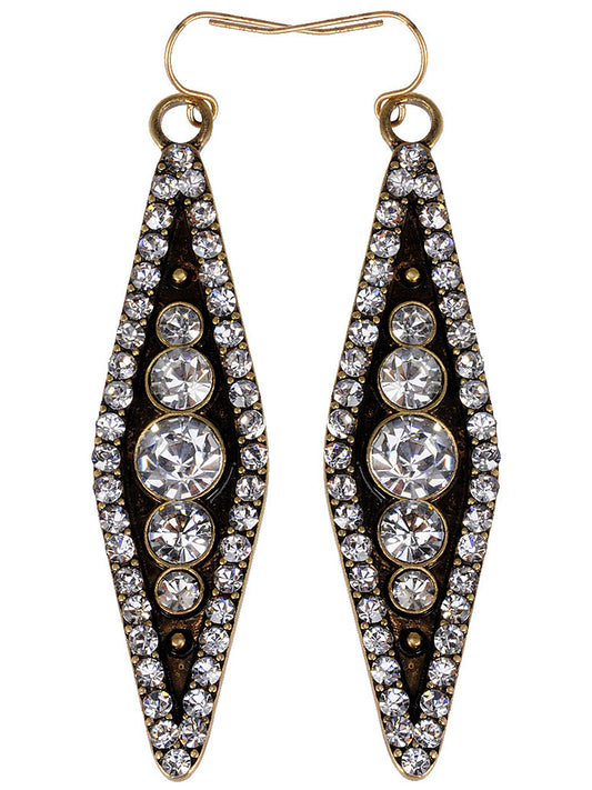 Trapezium Shaped Embellished Dangle Earrings