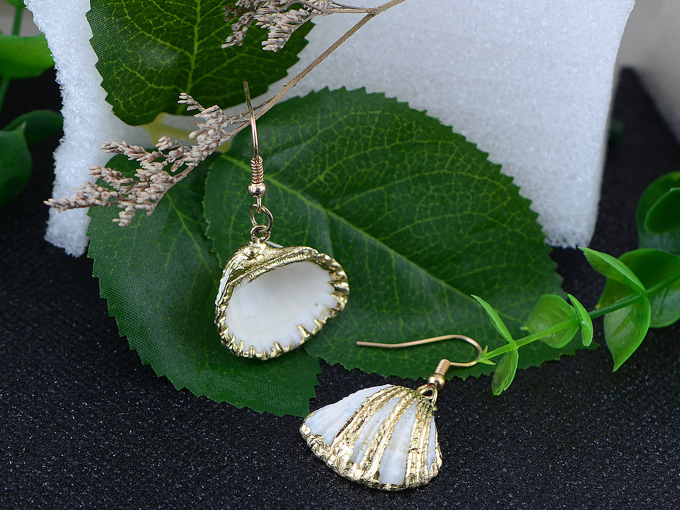 Seashell Half Shells Ocean Inspo Design Drop Earrings