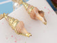 Studded Gold D Casual Conch Seashell Pearl Charm Dangle Drop Trendy Holiday Earrings