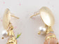 Studded Gold D Casual Conch Seashell Pearl Charm Dangle Drop Trendy Holiday Earrings