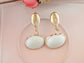 Studded Gold D Casual Conch Seashell Pearl Charm Dangle Drop Trendy Holiday Earrings