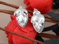 Wine Red Heart Wings Stud Earrings
