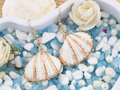 Seashell Half Shells Ocean Inspo Design Drop Earrings