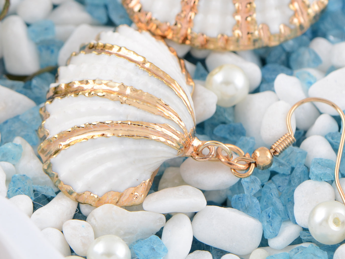 Seashell Half Shells Ocean Inspo Design Drop Earrings