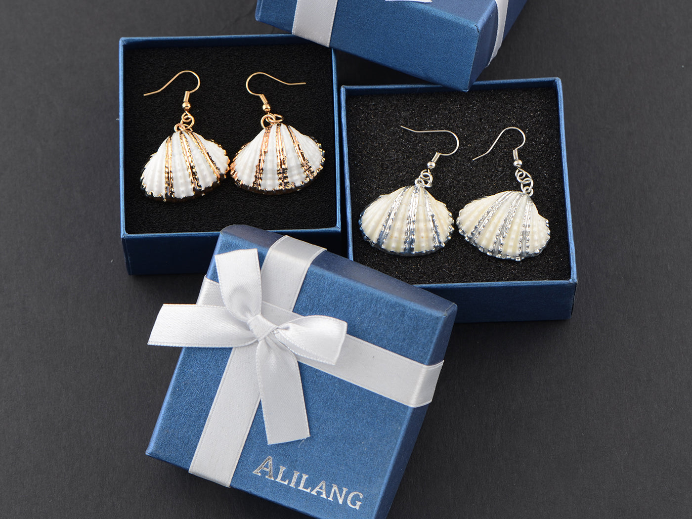 Seashell Half Shells Ocean Inspo Design Drop Earrings