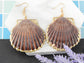 Studded Gold D Casual Conch Seashell Pearl Charm Dangle Drop Trendy Holiday Earrings