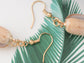 Studded Gold D Casual Conch Seashell Pearl Charm Dangle Drop Trendy Holiday Earrings