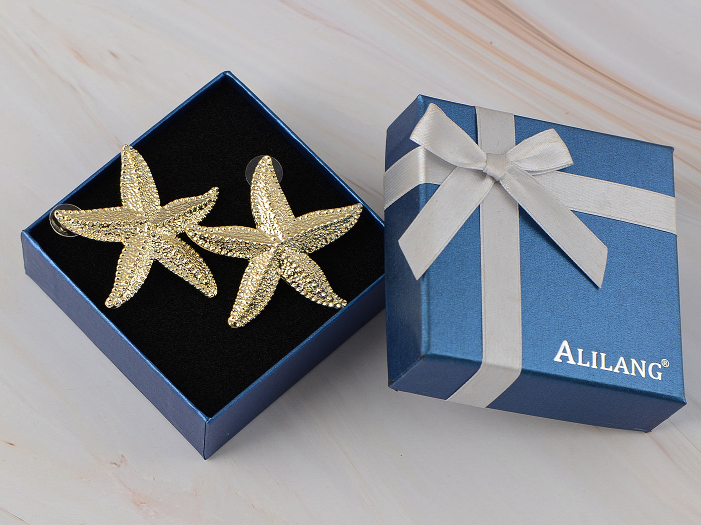 Alilang Women's Starfish Textured Stud Earrings Nautical Jewelry Gifts for Women and Teen Girls