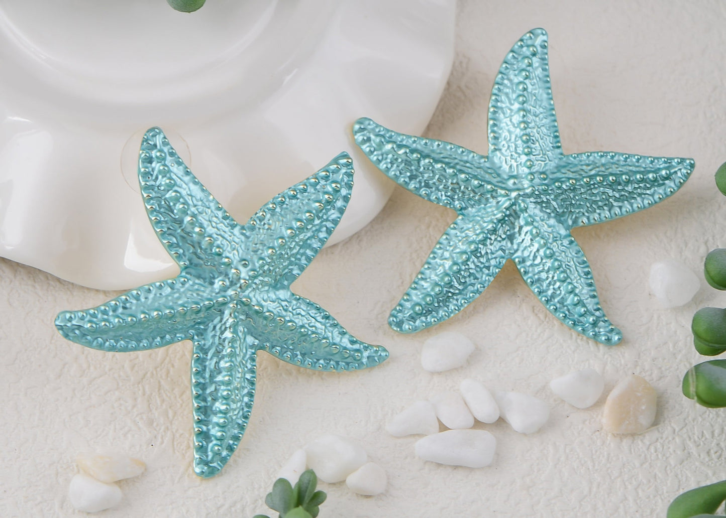 Alilang Women's Starfish Textured Stud Earrings Nautical Jewelry Gifts for Women and Teen Girls