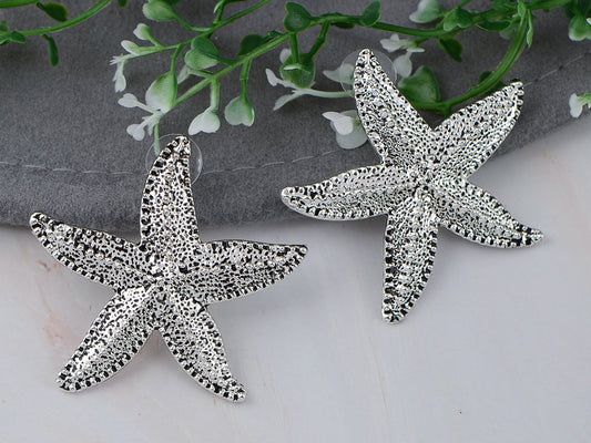 Alilang Women's Starfish Textured Stud Earrings Nautical Jewelry Gifts for Women and Teen Girls