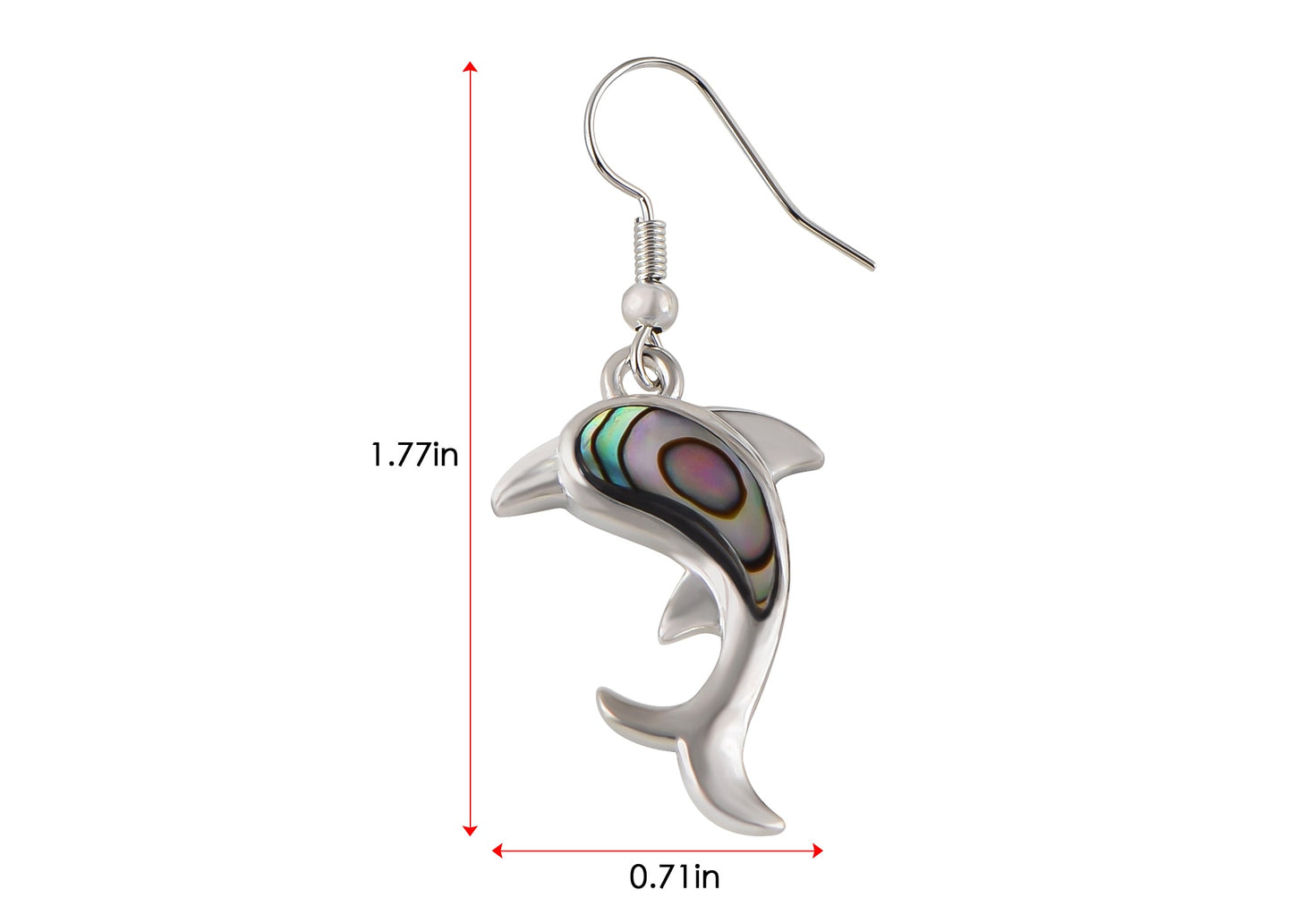 Alilang Creative Animal Shape Silver Tone Alloy Natural Abalone Shell Earrings Dangle Handmade Women Jewelry