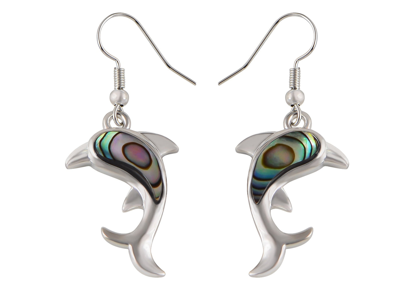 Alilang Creative Animal Shape Silver Tone Alloy Natural Abalone Shell Earrings Dangle Handmade Women Jewelry
