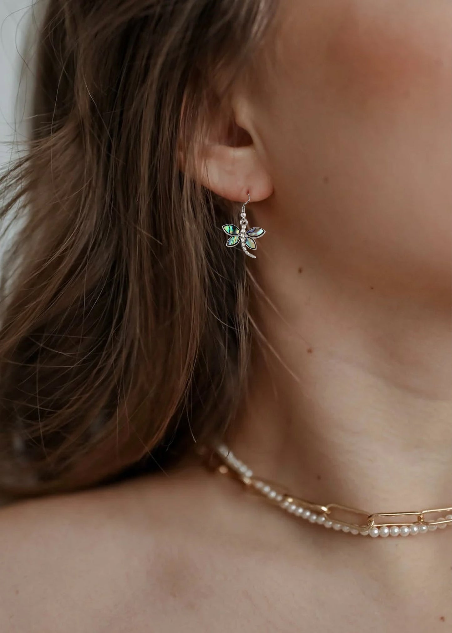 Alilang Creative Animal Shape Silver Tone Alloy Natural Abalone Shell Earrings Dangle Handmade Women Jewelry