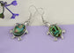 Alilang Creative Animal Shape Silver Tone Alloy Natural Abalone Shell Earrings Dangle Handmade Women Jewelry