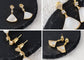 Alilang Cute Golden Tone Crystal Rhinestone Fan Shaped Shell Dangle Earrings Elegant Drop