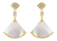 Alilang Cute Golden Tone Crystal Rhinestone Fan Shaped Shell Dangle Earrings Elegant Drop