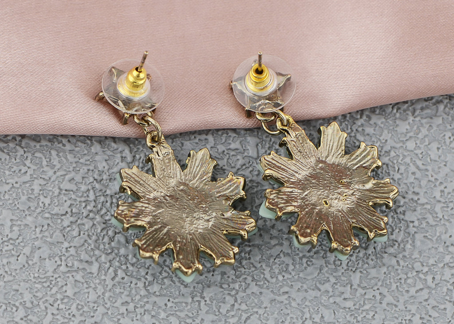 Tuquoise Blue Ss Spring Floral Flower Stud Earrings