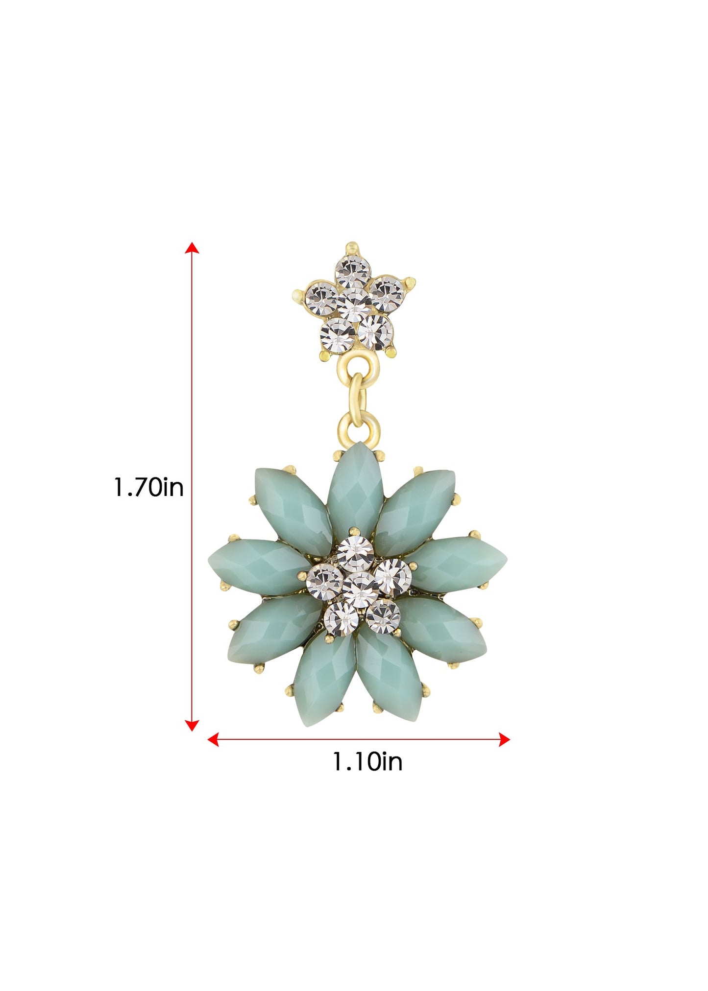 Tuquoise Blue Ss Spring Floral Flower Stud Earrings