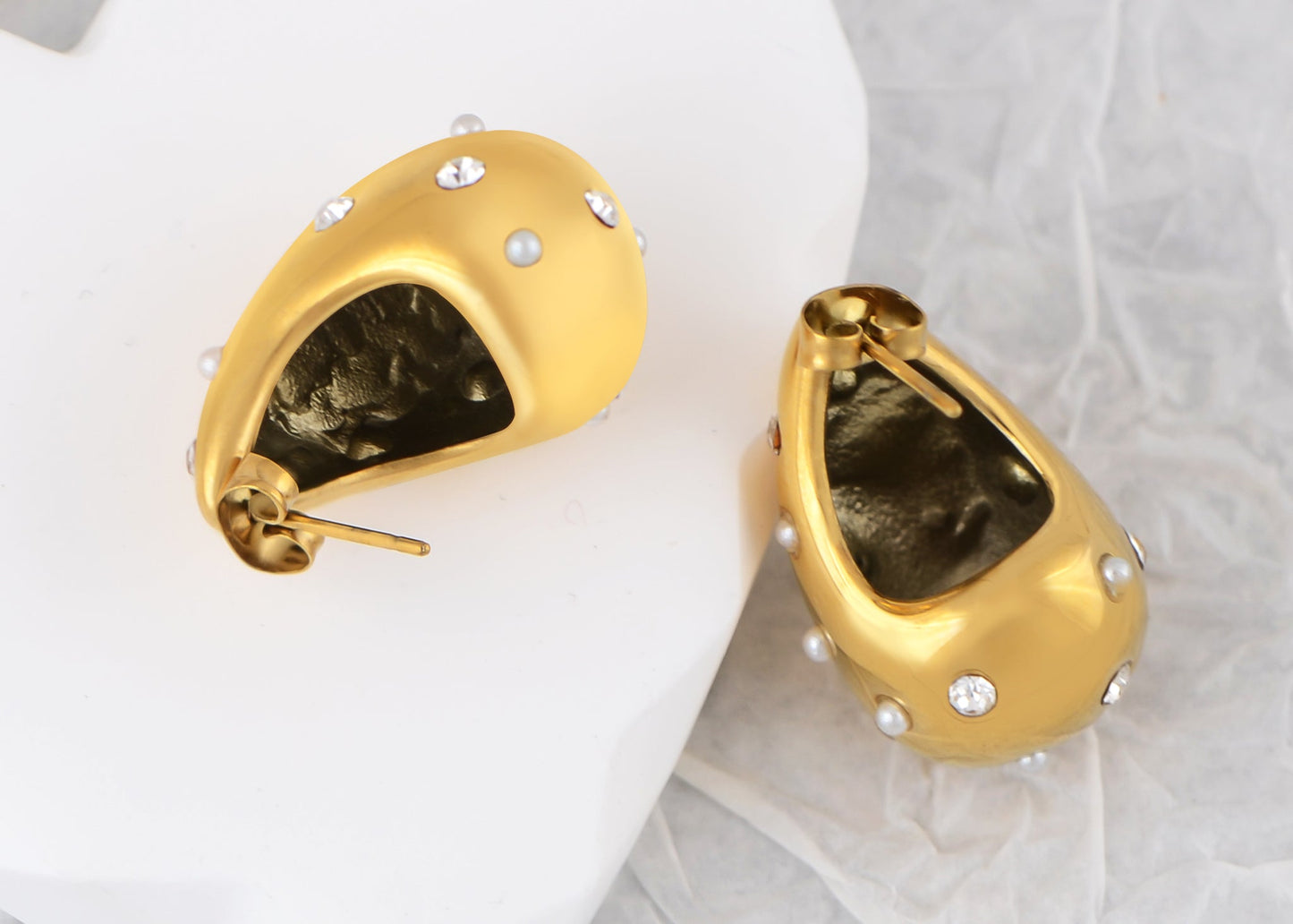 18K Gold Plated Teardrop Chunky Earrings Waterdrop Earrings Lightweight Dupes Earrings