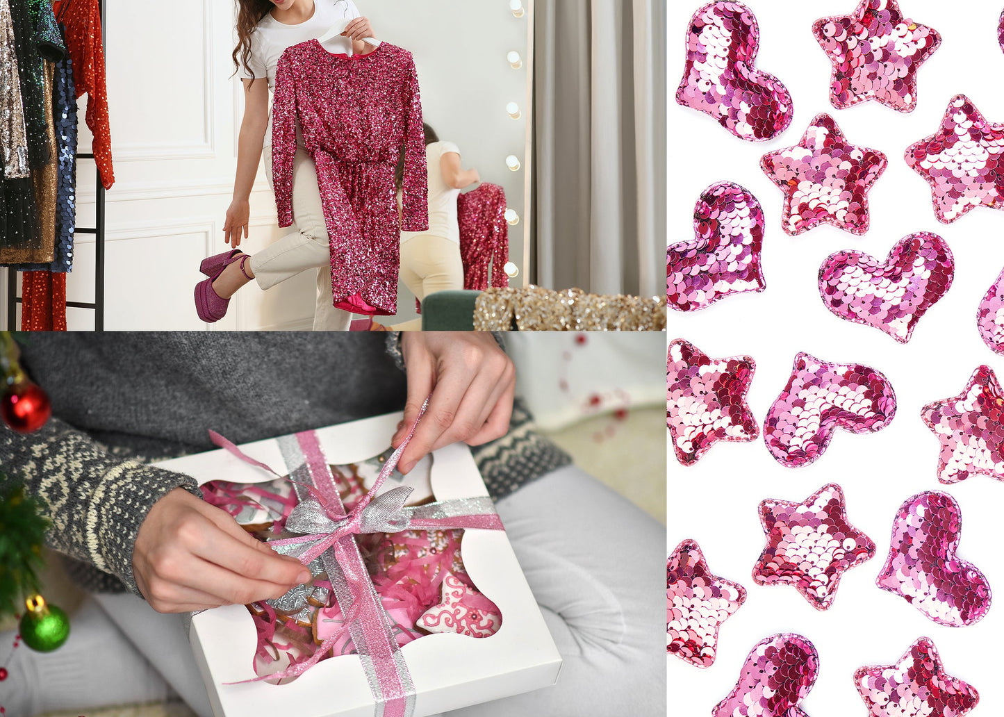 Elastic Sequin Trim, 3 Inch 8 Row Wide Flat Glitter Bling Fabric Paillette Sequin Ribbon, Metallic Sewing DIY Project, 5.5 Yards