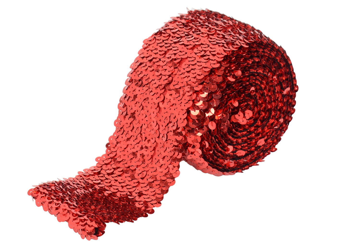 Elastic Sequin Trim, 3 Inch 8 Row Wide Flat Glitter Bling Fabric Paillette Sequin Ribbon, Metallic Sewing DIY Project, 5.5 Yards