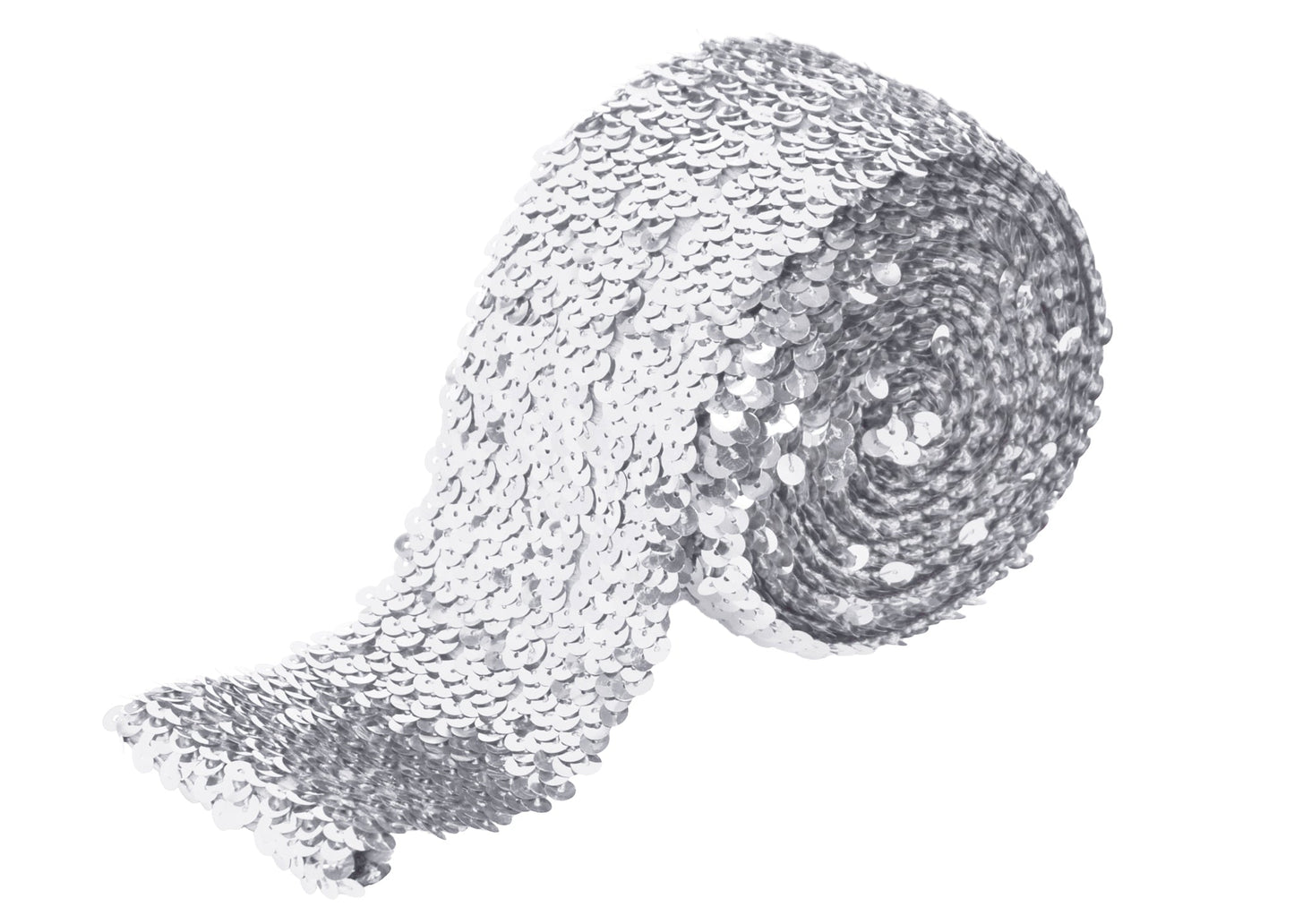 Elastic Sequin Trim, 3 Inch 8 Row Wide Flat Glitter Bling Fabric Paillette Sequin Ribbon, Metallic Sewing DIY Project, 5.5 Yards