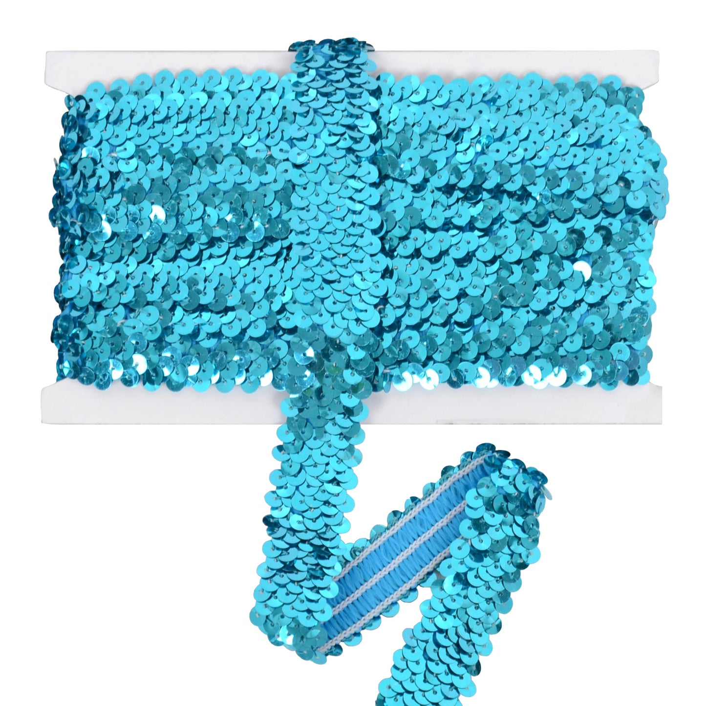 Elastic Sequin Trim, 1.2 Inch 3 Row Flat Glitter Paillette Sequin Ribbon, Metallic Stretch Sequin Strip Sewing DIY Craft, 5 Yards