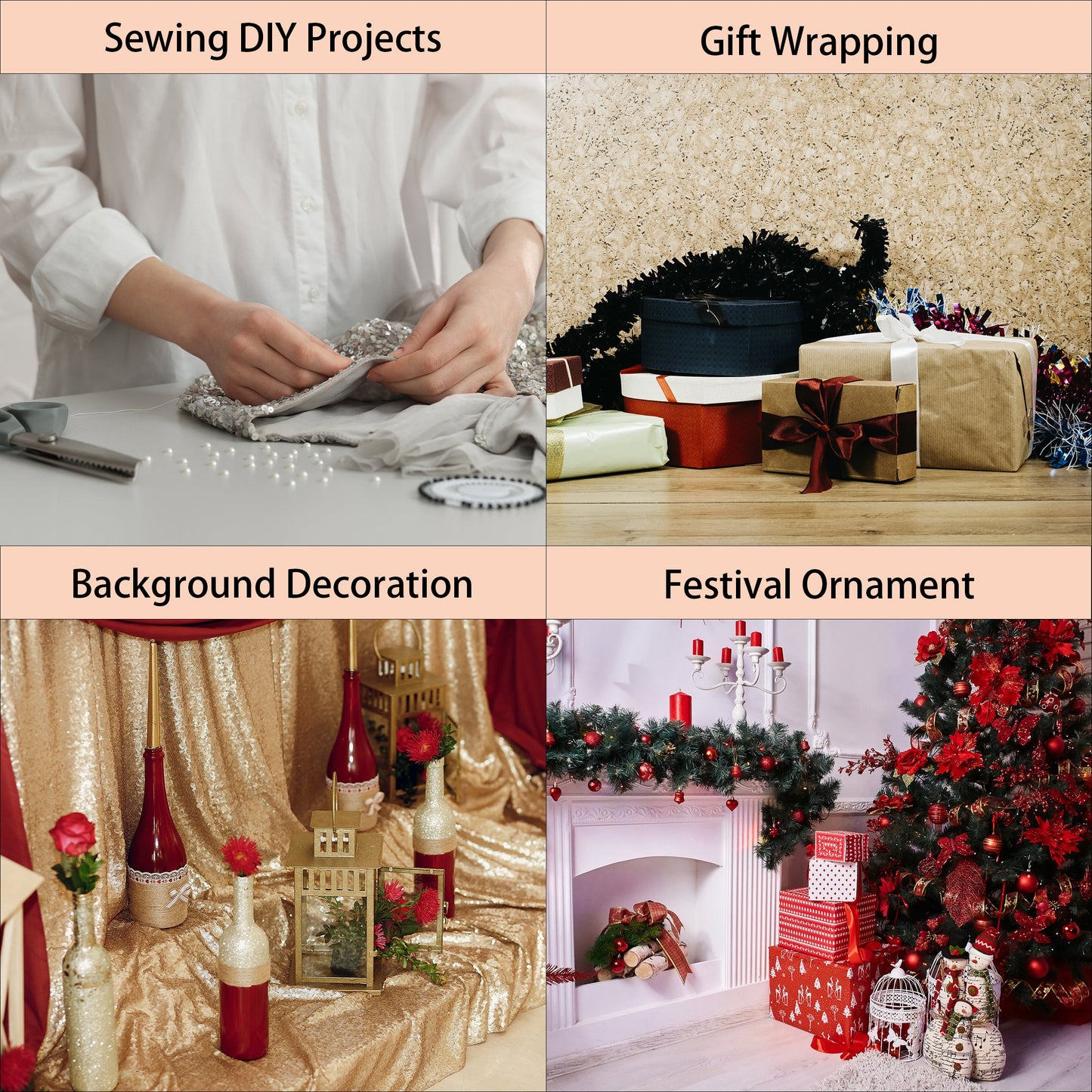 Elastic Sequin Trim, 1.2 Inch 3 Row Flat Glitter Paillette Sequin Ribbon, Metallic Stretch Sequin Strip Sewing DIY Craft, 5 Yards