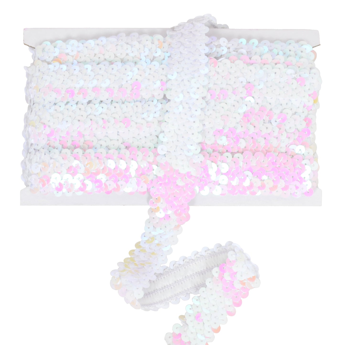 Elastic Sequin Trim, 1.2 Inch 3 Row Flat Glitter Paillette Sequin Ribbon, Metallic Stretch Sequin Strip Sewing DIY Craft, 5 Yards