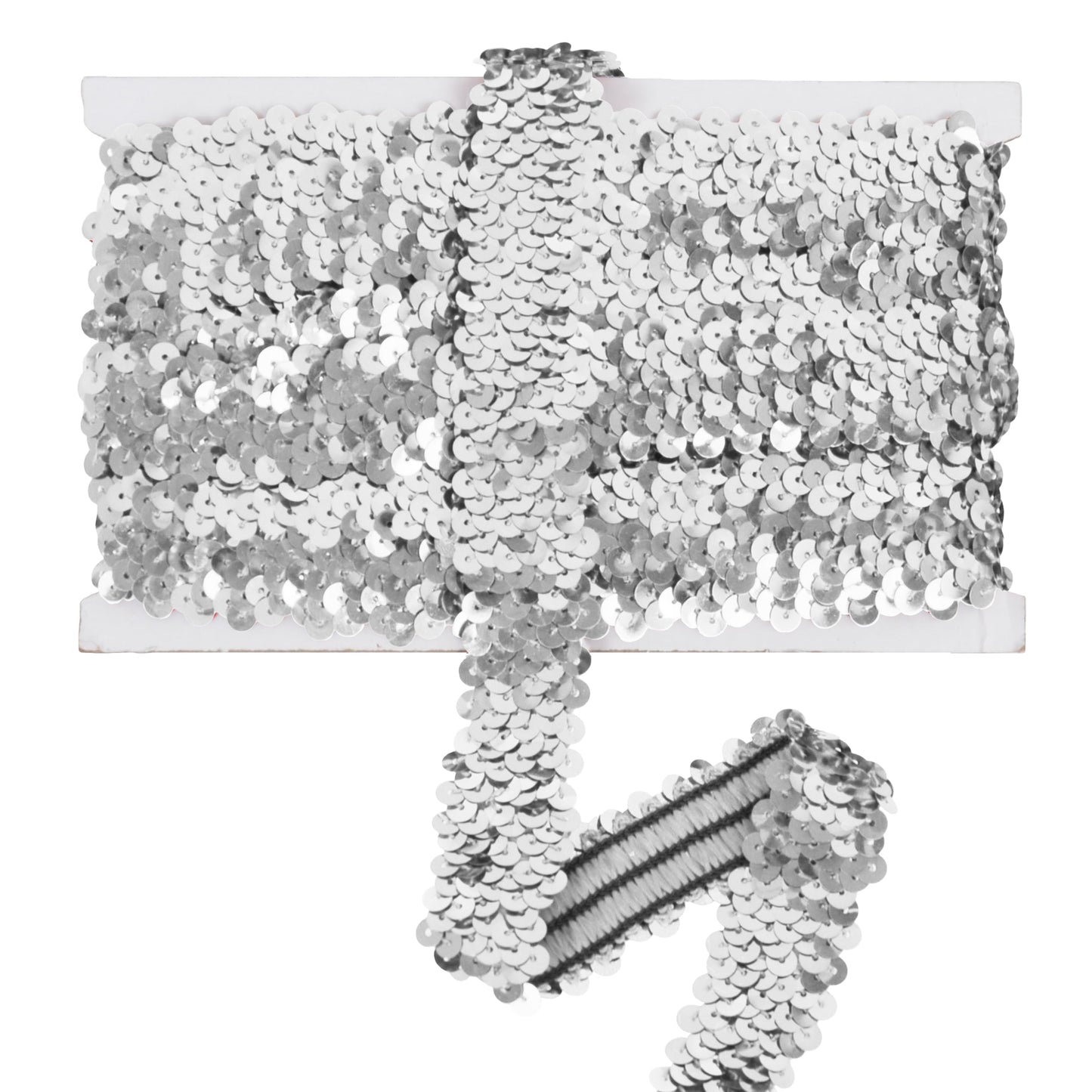 Elastic Sequin Trim, 1.2 Inch 3 Row Flat Glitter Paillette Sequin Ribbon, Metallic Stretch Sequin Strip Sewing DIY Craft, 5 Yards