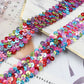 Elastic Sequin Trim, 1.2 Inch 3 Row Multicolored Flat Glitter Paillette Sequin Ribbon, Metallic Stretch Sequin Strip Sewing DIY Craft, 4 Yards