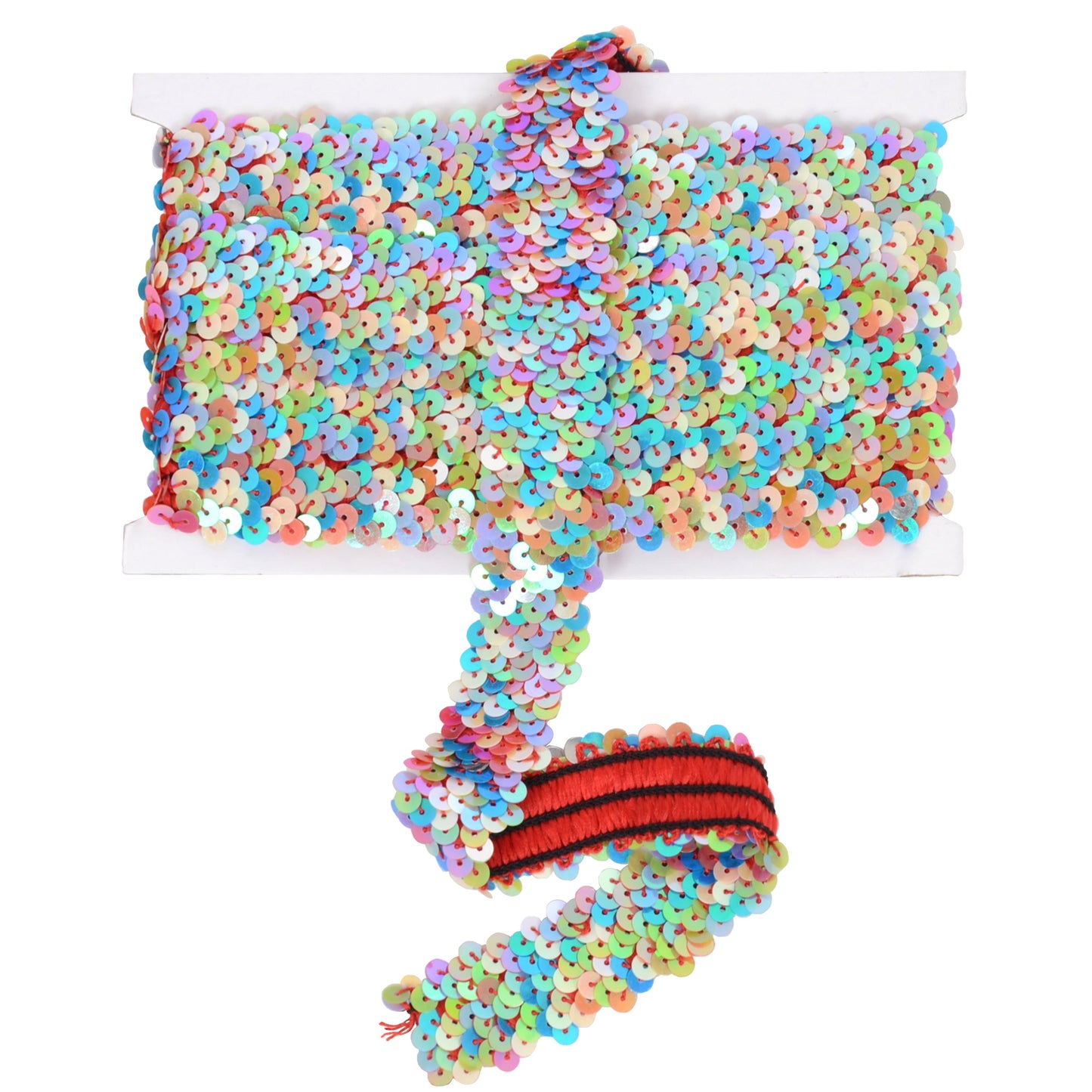 Elastic Sequin Trim, 1.2 Inch 3 Row Multicolored Flat Glitter Paillette Sequin Ribbon, Metallic Stretch Sequin Strip Sewing DIY Craft, 4 Yards