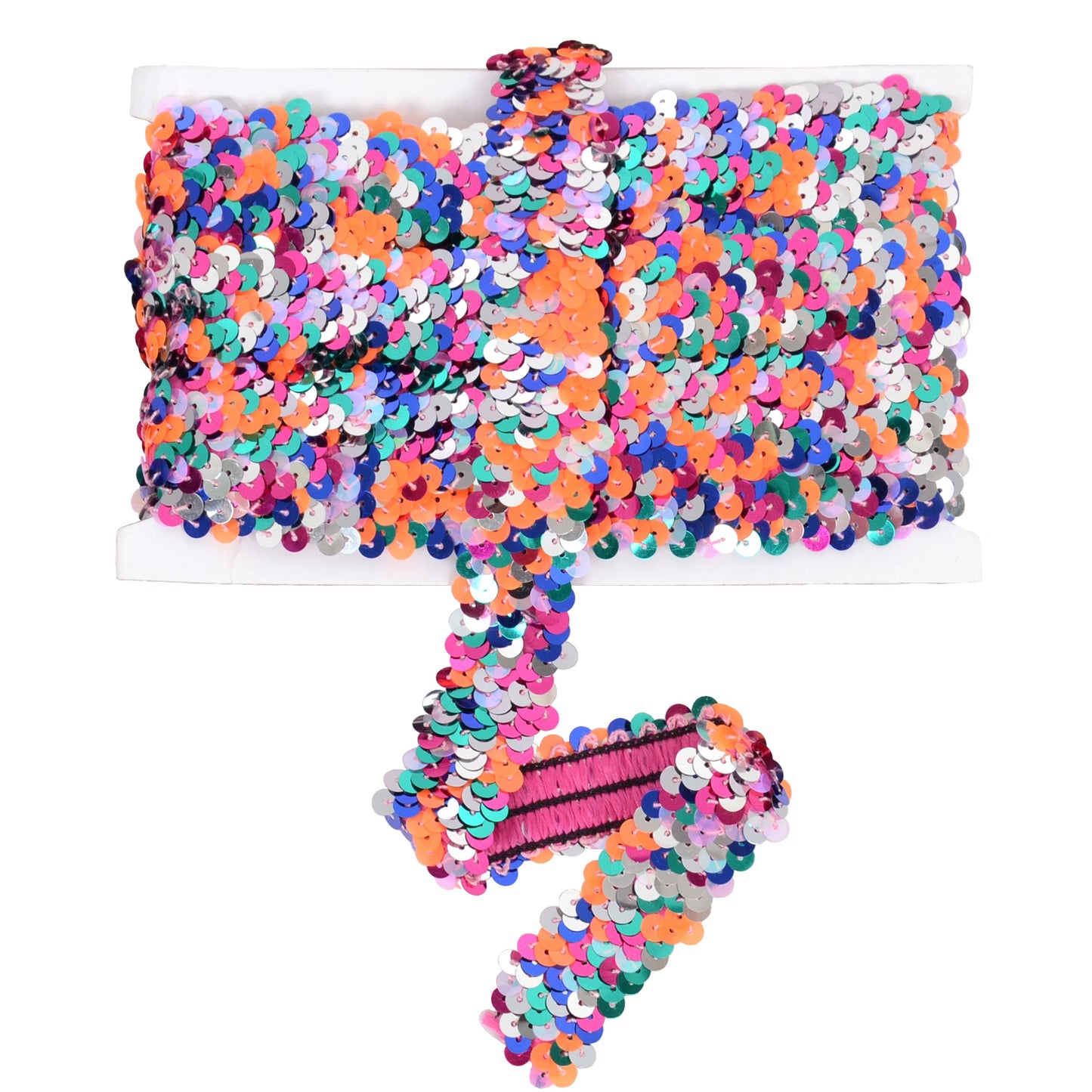 Elastic Sequin Trim, 1.2 Inch 3 Row Multicolored Flat Glitter Paillette Sequin Ribbon, Metallic Stretch Sequin Strip Sewing DIY Craft, 4 Yards