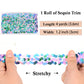 Elastic Sequin Trim, 1.2 Inch 3 Row Multicolored Flat Glitter Paillette Sequin Ribbon, Metallic Stretch Sequin Strip Sewing DIY Craft, 4 Yards